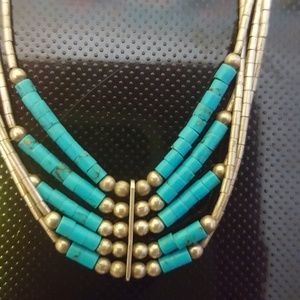 Liquid silver turquiose southwest necklace